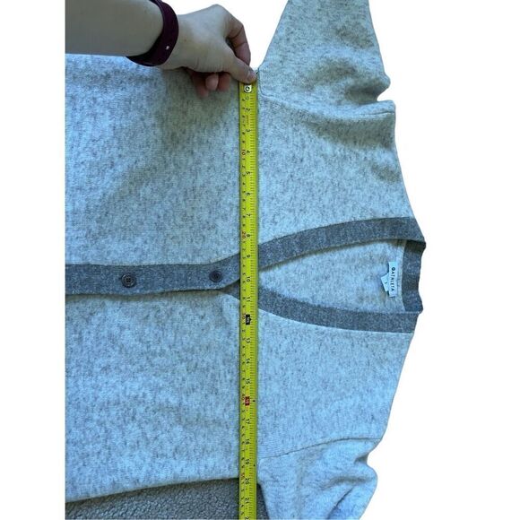 ATHLETA Westlake Cardigan Sweater size Small Petite Merino Wool Bland Cream Gray - Picture 8 of 12